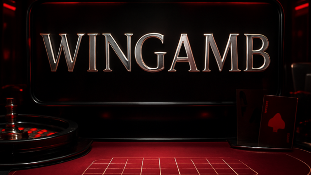 Lüks bir canlı casino ortamında merkezi olarak öne çıkan Wingamb logosu ve premium masa detayları
