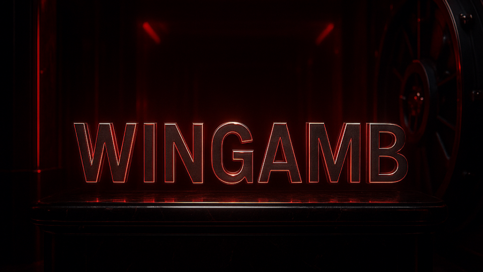 Lüks bir Wingamb casino sahnesinde çekim talebi iptali temalı, merkezi WINGAMB yazılı hiper gerçekçi görsel.