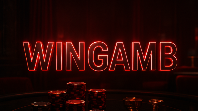Photorealistic Wingamb casino bonus scene with metallic WINGAMB lettering and luxury chips