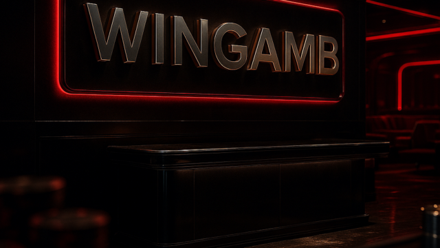 Luxury sportsbook scene with Wingamb illuminated at the center in a casino atmosphere