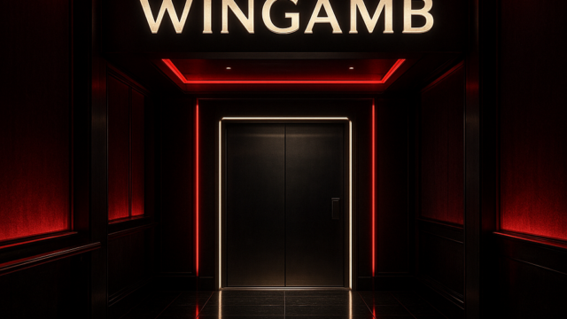 Wingamb casino entrance with illuminated WINGAMB sign for password reset guide