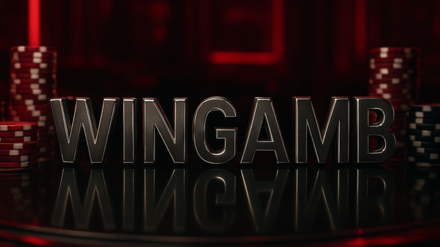 Wingambim çevrim şartları için lüks kırmızı-siyah casino masasının ortasında WINGAMB yazısı