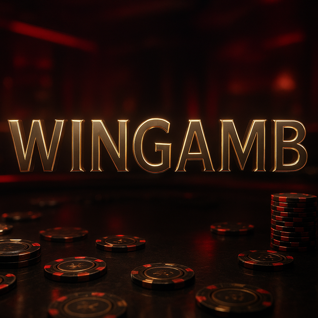 Photorealistic luxury casino scene with Wingamb logo and elegant chips for promotions - hero