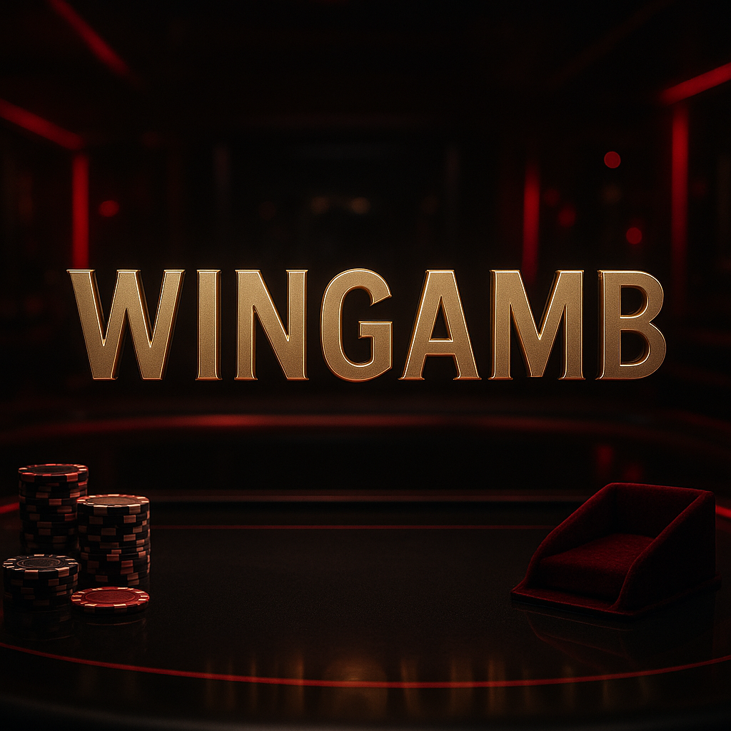 Wingamb live casino providers logo above a luxury gaming table with red neon lighting - hero