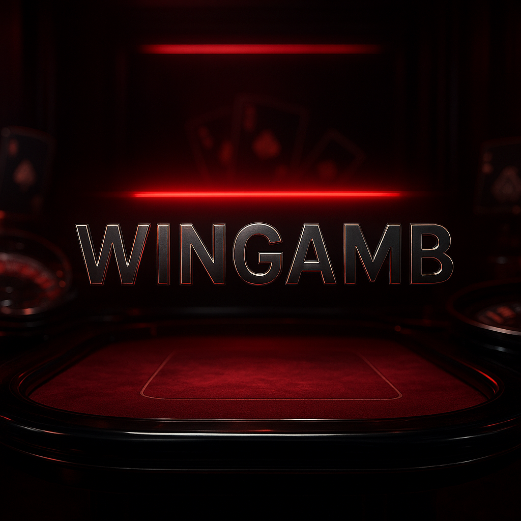 Lüks bir canlı casino ortamında merkezi olarak öne çıkan Wingamb logosu ve premium masa detayları - hero