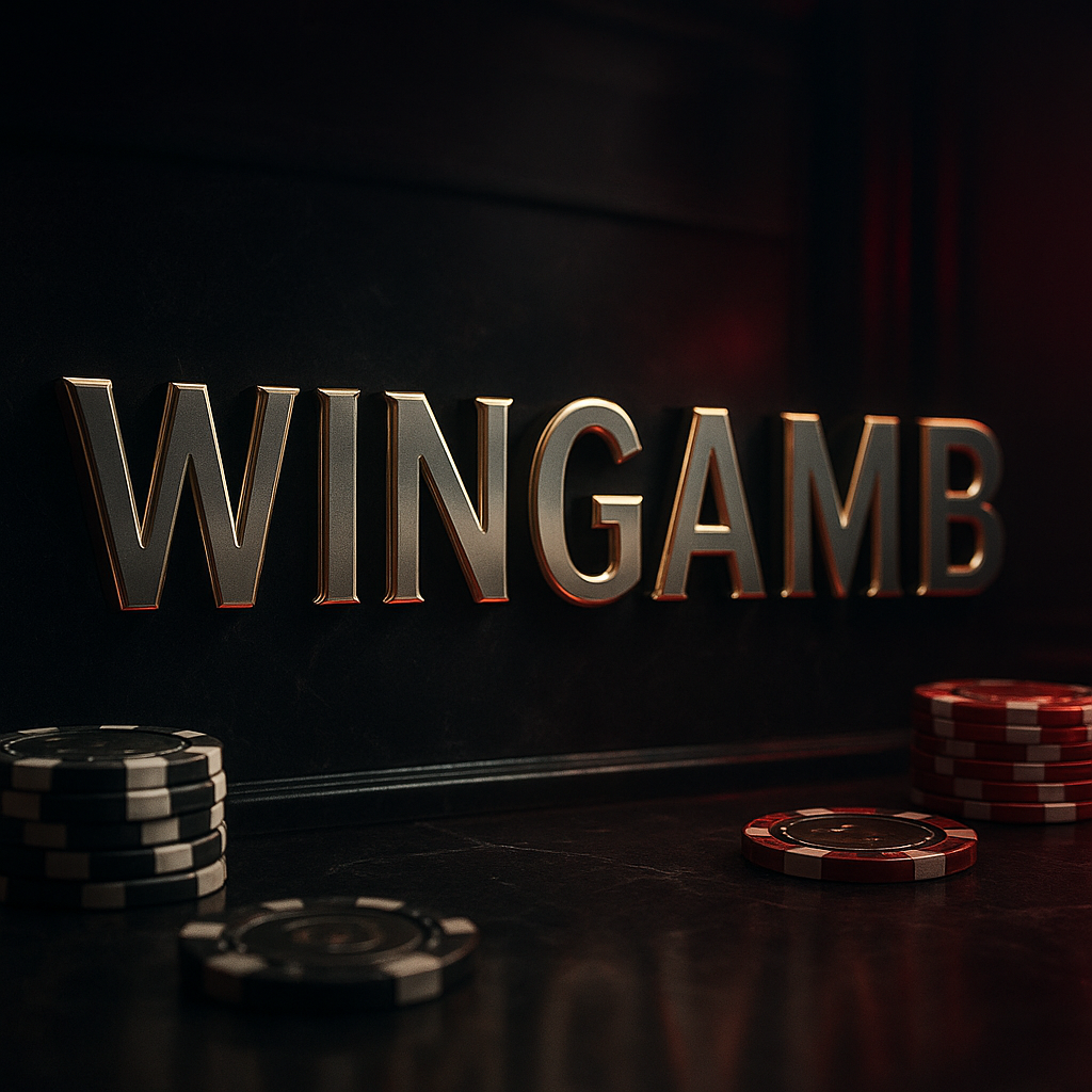 Wingamb çekim sorunu için lüks bir casino ortamında merkezde WINGAMB yazısı ve zarif ödeme detayları - hero