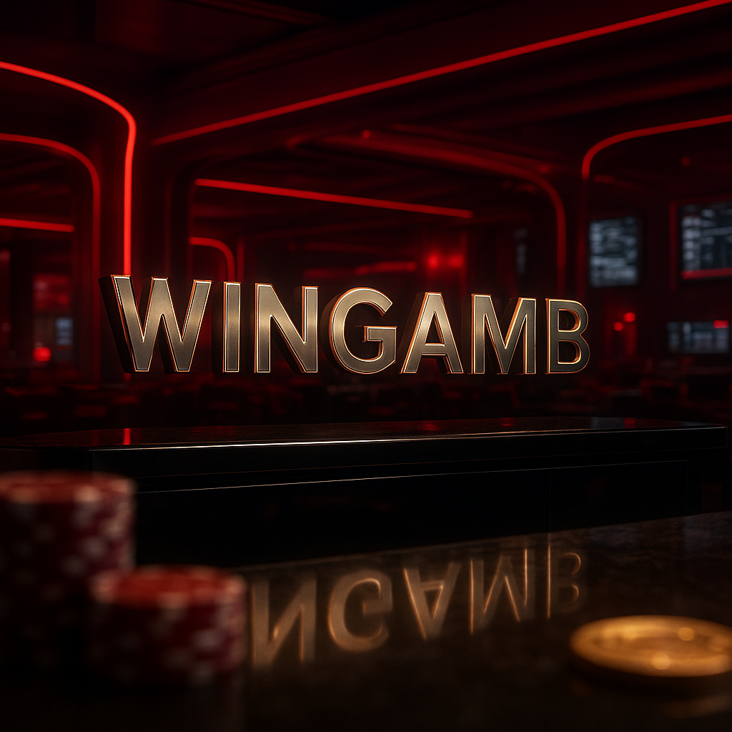 Luxury sportsbook scene with Wingamb illuminated at the center in a casino atmosphere - hero