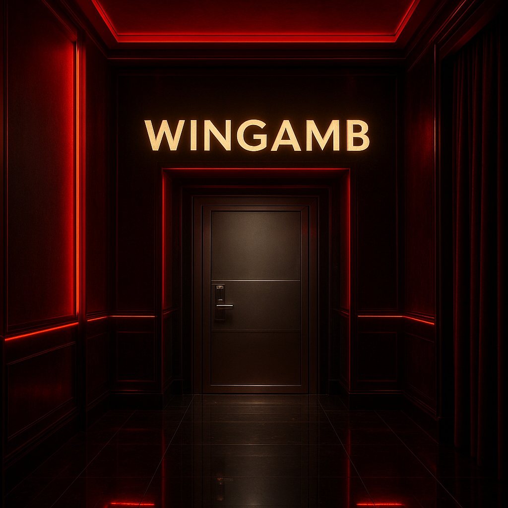 Wingamb casino entrance with illuminated WINGAMB sign for password reset guide - hero
