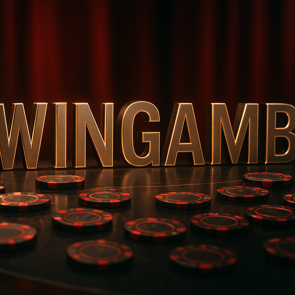 Luxury casino table with glowing chips and Wingamb bonus lettering in crimson and black - hero